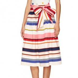 Kate Spade berber stripe sash tie midi skirt. Full skirt, fit and flare. Size 0